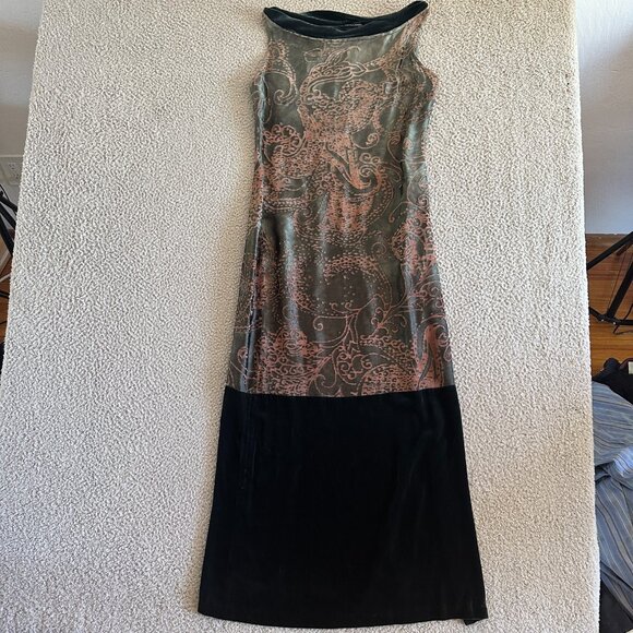 ANDREA ROSATI Silk Dress Brocade Sheer Velvet Burnout Pink Grey - Picture 9 of 15